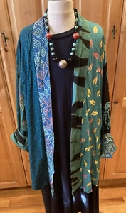 Amazing Art to Wear Vintage Batik Wild Thing Wild Woman Kimono/Jacke L/XL - Bild 1 von 21