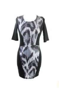 Rachel Rachel Roy New Black Elbow-Sleeve Printed-Paneled Dress S $99 - Picture 1 of 4