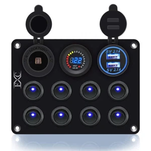 Interruptor de panel basculante LED azul rodante barco coche barco 8 velocidades - Imagen 1 de 7