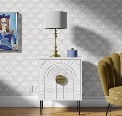 Papel tapiz geométrico pelar y pegar de doble rollo Artemisa y Apollo patrón Art Deco Foto 1 de 4