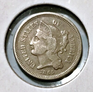 Tres centavos de níquel 1865 - fino+ - Imagen 1 de 2