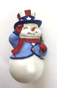 2012 Patriotic Snowman Hallmark Christmas Ornament July 4th American Flag - Picture 1 of 9