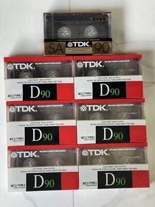 7x TDK D90 / SA90  Blank Audio Cassette Tape IEC I Type Lot Of 7 - Japan Sealed - Picture 1 of 15
