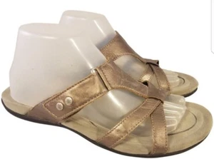 ABEO WOMAN SANDALS PEWTER METALLIC LEATHER SIZE 10 EUC - Picture 1 of 6