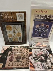Bee Spring Bluebird Cottage Garden Counted Cross Stitch Charts Bundle of 4 - Picture 1 of 5