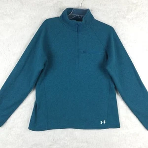 Under Armour Womens Jacket Storm Coldgear Fitted Blue 1/2 Zip Waist Length L - Picture 1 of 13