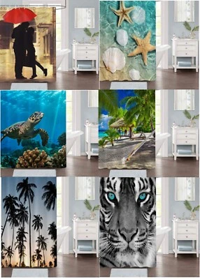 SPRING HOME  BATHROOM BATH FABRIC Print SHOWER CURTAIN 72" X 72" - Image 1 of 4