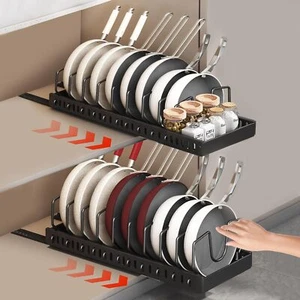 2 Pcs Pull-Out Pots and Pans Organizer Set for Kitchen Cabinet Storage - Picture 1 of 7