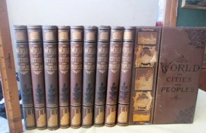9Vols,THE WORLD,ITS CITIES & PEOPLES,Late 19th Cent.,Illustrated - Picture 1 of 8
