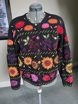 OPCIONES DE DISEÑO M Philip Jane Gordon Suéter Cárdigan Otoño Girasoles Foto 1 de 4