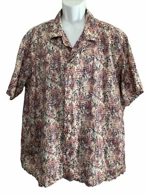 David Donahue Short Sleeve Button Up Shirt Men’s Linen Blend Size XXL Florals - Image 1 of 4