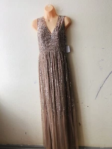 Maya Women's pink size 8 R Embellished Maxi V Neck Evening party Dress rrp £135 - Picture 1 of 12