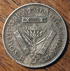South Africa 3d Threepence 1946 Silver (.800) Coin - Protea Flower