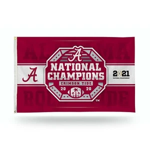 Alabama Crimson Tide 2020-21 CFP National Champions Authentic 3x5 Banner Flag  - Picture 1 of 1