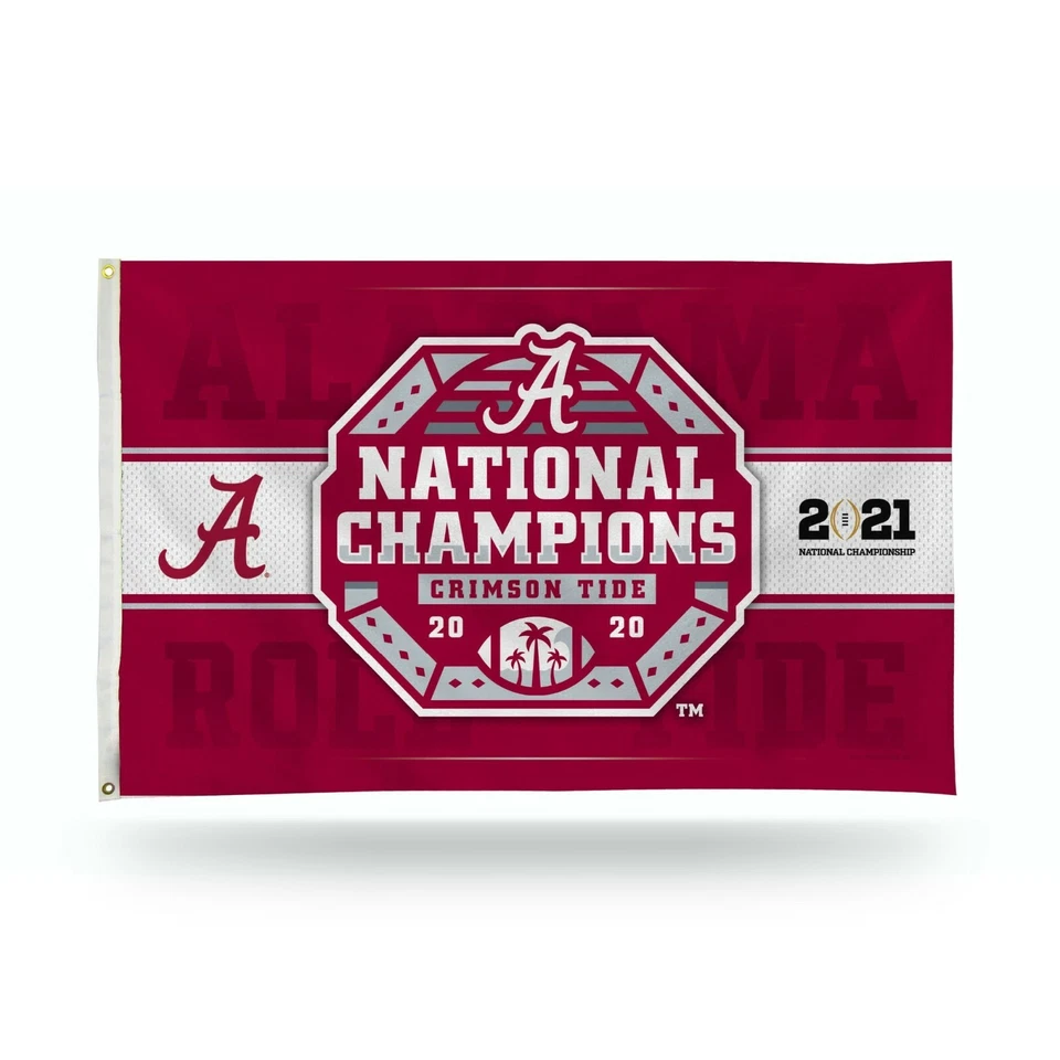 Alabama Crimson Tide 2020-21 CFP National Champions Authentic 3x5 Banner Flag  - Image 1 of 1
