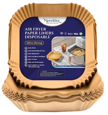 NOVELTIEZ Air Fryer Paper Liners SQUARE Disposable Non-stick PREMIUM Parchment Liners