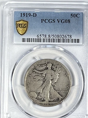 1919-D Walking Liberty Half Dollar : PCGS VG08 - Image 1 of 4