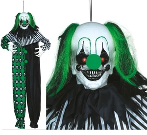 Halloween Hanging Decoration Green Clown Large Animated Prop Indoor Outdoor - Picture 1 of 6
