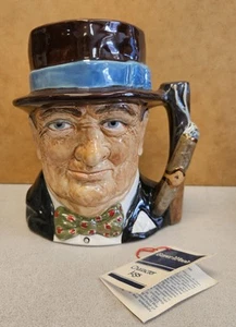 Vintage Royce Wood WINSTON CHURCHILL Large 8" Tall Toby Jug MADE IN ENGLAND UK - Picture 1 of 6