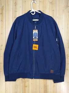 Neu mit Etikett Lucky Brand Herren 2XL marineblau Baumwolle durchgehender Reißverschluss Militär Bomber Fliegerjacke - Bild 1 von 14