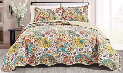 Juego de edredón GrandLinen de 3 piezas estampado fino tamaño queen de gran tamaño (100" de ancho X 93... Foto 1 de 2