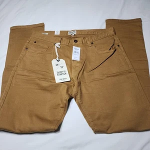 Todd Snyder Jeans Men 34x32 Brown Denim Twill Stretch 5 Pockets Slim Fit Stretch - Picture 1 of 17