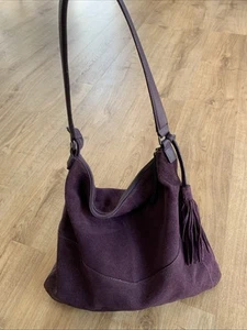 White Stuff Purple Suede Leather Shoulder Bag - Picture 1 of 8