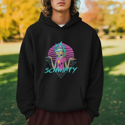 Rick and Morty Schwifty Vaporwave Retro Aesthetic Hoodie 80s Sunset Neon Cool - Image 1 of 4