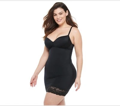 Novo com etiquetas Red Hot Spanx Full Slip•Cupped• Shaping•Lace Trim•Preto•1X•10070R - Imagem 1 de 4