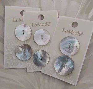 3 Cards of 2 La Mode Abalone Shell Sew Through Buttons 7/8" 22mm - Picture 1 of 1
