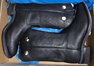 Canada West Black Buffalo Leather Boots Mens Size 11.5 BRAND NEW BOX - Foto 1 di 9