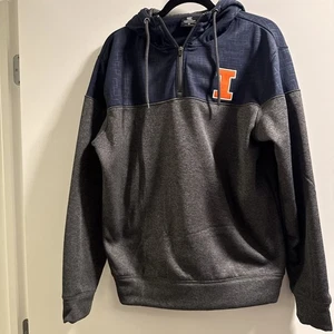 Colosseum Illinois Hoodie Medium U Of I FIGHTING ILLINI Quarter Zip Sweater - Picture 1 of 11