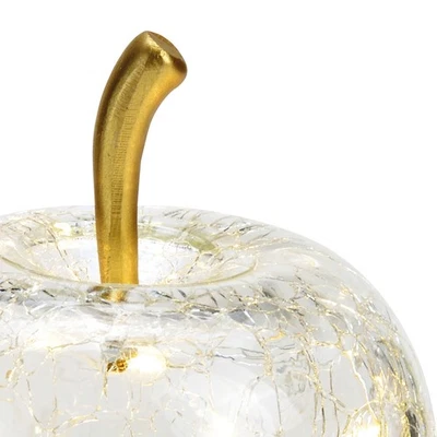 Bruch Glas LED Apfel - Farbe + Größe wählbar - Tisch Leuchte Deko Frucht Timer - Bild 1 von 2