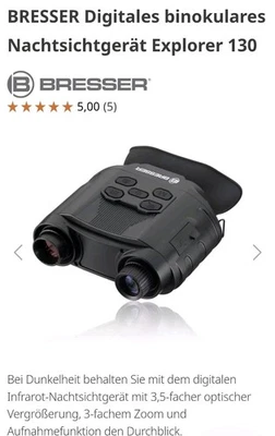 Nachtsichtgerät Bresser Explorer 130 Digitales binokulares Nachtsichtgerät  - Bild 1 von 4