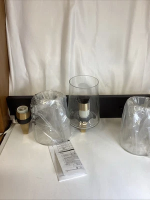 EURON 3-Luces Tocador Espejo Luz, Pantallas de Cristal sobre Madera Negra Nuevo en Caja Foto 1 de 4