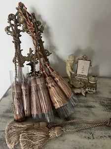 Lot Of 4 Designer Curtain Drapery Double Tassel Rope Tiebacks New 39in High End - Picture 1 of 14