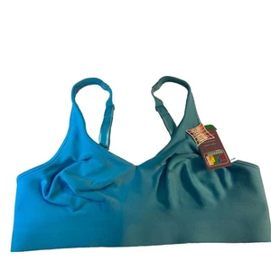 Hanes Women's Wire-Free Comfort Flex Fit Teal Blue Bra Sz L Smooth Tec Band NWT - Picture 1 of 5