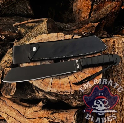 Rambo 4 Heavy Hunting Survival Tactical Machete Knife Leather Sheath Fast Ship. - Image 1 of 4