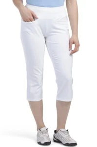 Puma Golf Women's Pwrshape Capri Pants Size S White Stretch Straight Leg NWT $75 - Picture 1 of 20