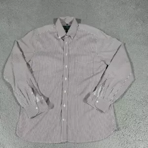 Kent & Curwen Shirt Mens Medium Red White Striped Long Sleeve Button Up Casual - Picture 1 of 15