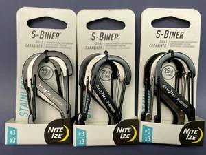 3er Pack NEU Nite Ize S-Biner Dual Karabiner Mousqueton Double #3 25lb SB3-A1-3R3 - Bild 1 von 5