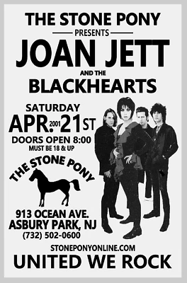Joan Jett & The Blackhearts 2001 THE STONE PONY Gig Poster Asbury Park NJ Concet - Image 1 of 2