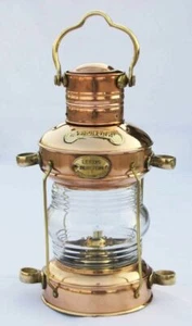 Antique Anchor Oil Lamp Brass & Copper Nautical Maritime Ship Lantern Boat Light - Picture 1 of 4