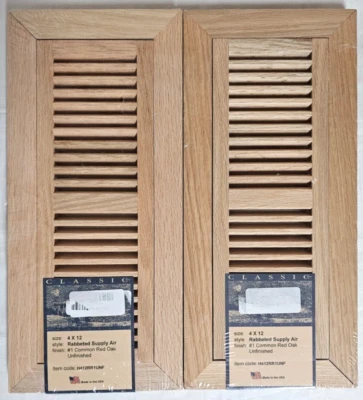 NOVO Classic Woodvents Fornecimento de Madeira Ar 4" X 12" Carvalho Vermelho Inacabado 2 Ventilação - Imagem 1 de 4