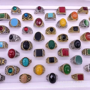 50pcs/Lot Mix Styles Women Men Vintage Jewelry Rings Antique Silver Gold Plated - Picture 1 of 7