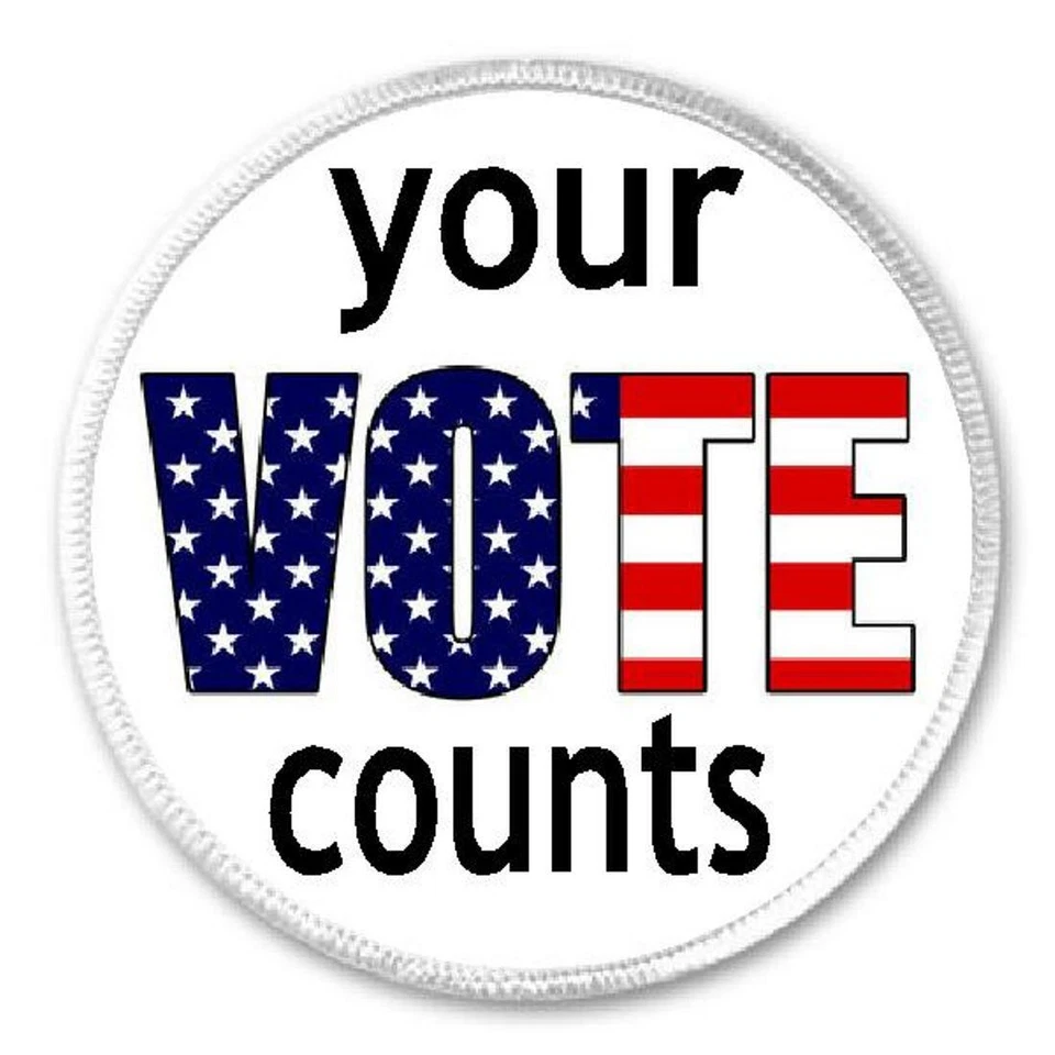Your Vote Counts - 3" Sew/Iron On Patch USA Red White Blue Election Voter 2020 - Image 1 of 1