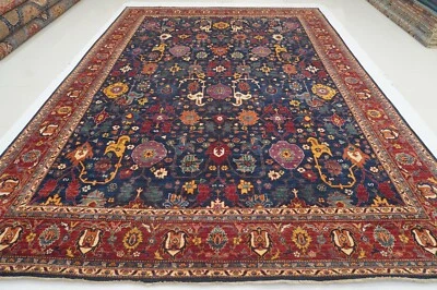 10 x 14 ft Navy Blue Bidjar Afghan Hand Knotted Wool Transitional Oriental Rug - Image 1 of 4