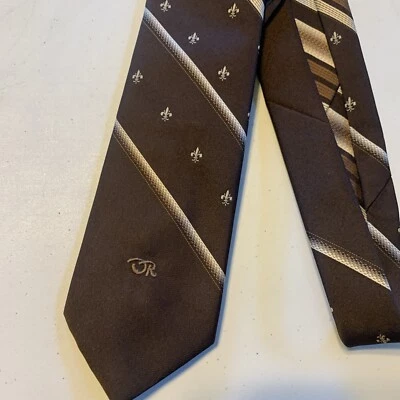 Corbata vintage Oscar De La Renta alta costura para hombre 3" x 58,5" marrones y rayas usada en excelente estado Foto 1 de 4