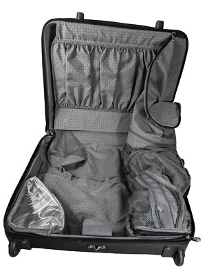 DELSEY Softside Expandable Luggage w 2 Wheels Black Carry On 23x20x9 Inch Pocket - Image 1 of 4