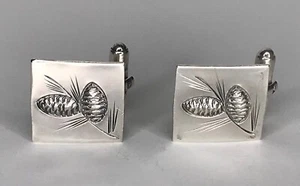 Vintage Stuart NYE Sterling Silver Pine Cone Cufflinks Cuff Links - Picture 1 of 5